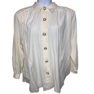 Vintage Laura Tyler Womens Ivory Button Down Blouse 24W Excellent Pearl Buttons